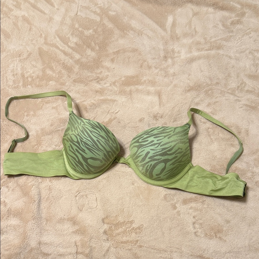 Green Zebra-Print T-Shirt Bra - Women Intimates